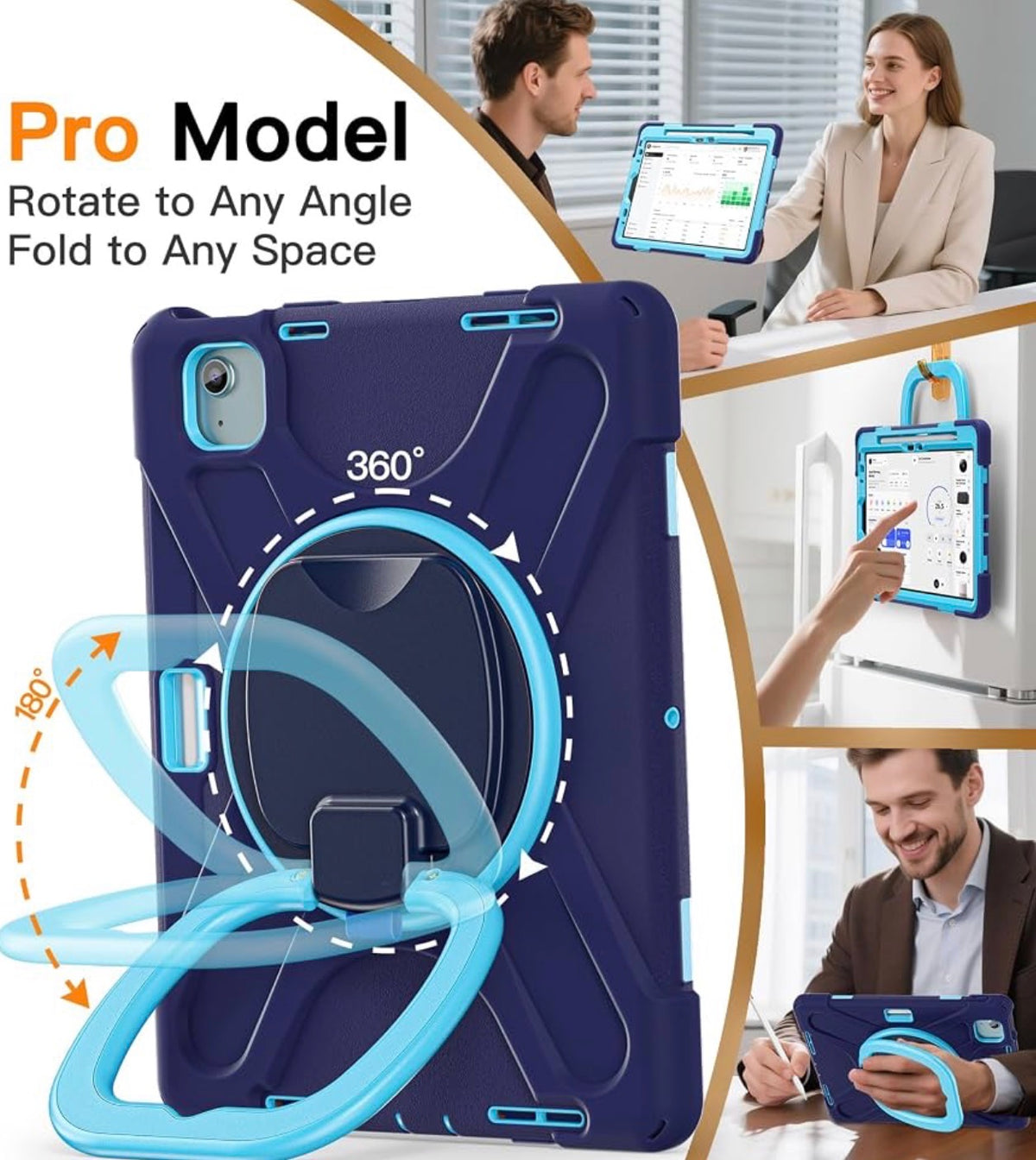 BATYUE Rugged Case for iPad Air 11 Inch M4/M3/M2 - Air 10.9"(4th-5th Gen)
Heavy-Duty, 360° Swivel & 180° Fold Durable Handle, Pencil Holder & Adjustable Strap, Kid-Proof for School, Work & Travel