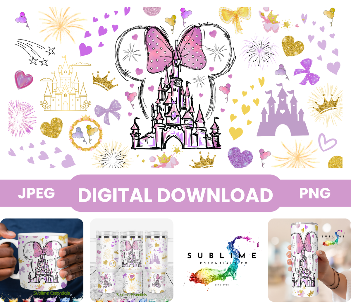 Disney Castle "Purple Dreams" Digital Download - PNG & JPEG Format