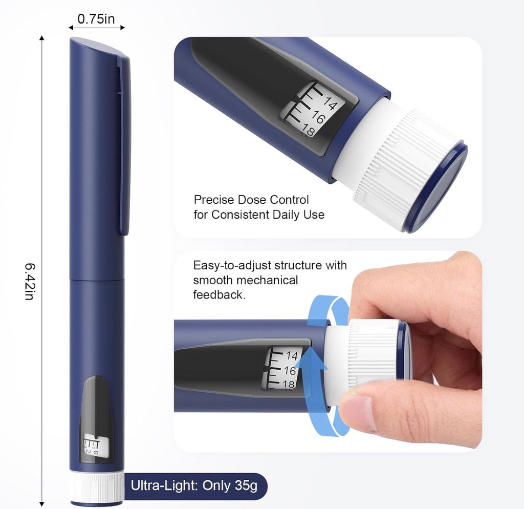 Injection Pen, V2 Pen Injector, Auto Injector Pen, Reusable Injection Pen
Adjustable Pen Compatible with 3ml Pen Cartridge, Portable Kit with Travel Case and 5×3ml Cartridges, Precise 80-Unit Scale