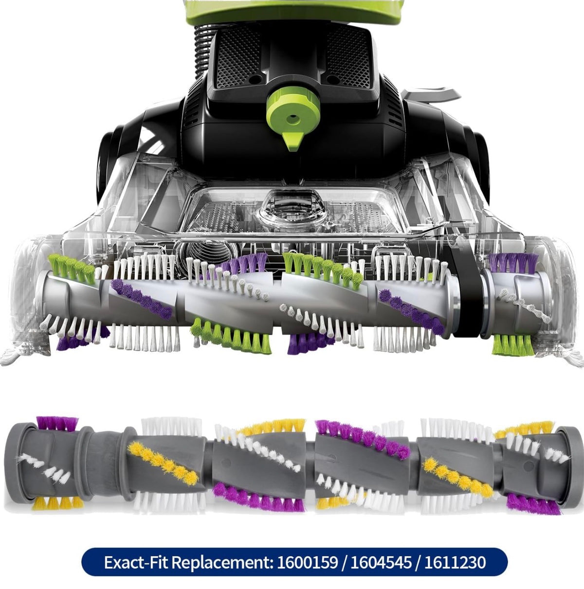 Brush Roll & 2 Belts Kit for Bissell CleanView Swivel Rewind Vacuums Fits 2252 2253 2254 2256 2258 2259 2260 2316 2486 2487 2488 2489 3195 3196 3197 3197A 3198 3198A Replace Parts 1604545 1600159 1611230