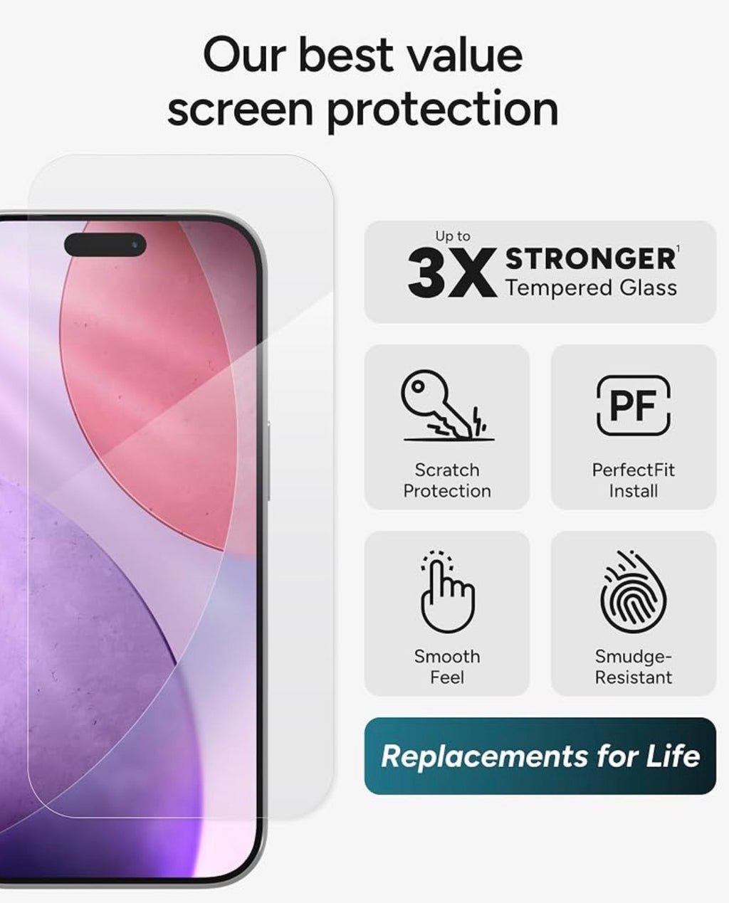 ZAGG Glass+ Screen Protector for iPhone 17 Pro - 3X Stronger, Impact & Shatter Protection, Scratch & Smudge-Resistant iPhone Tempered Glass, InvisibleShield, Easy PerfectFit Install