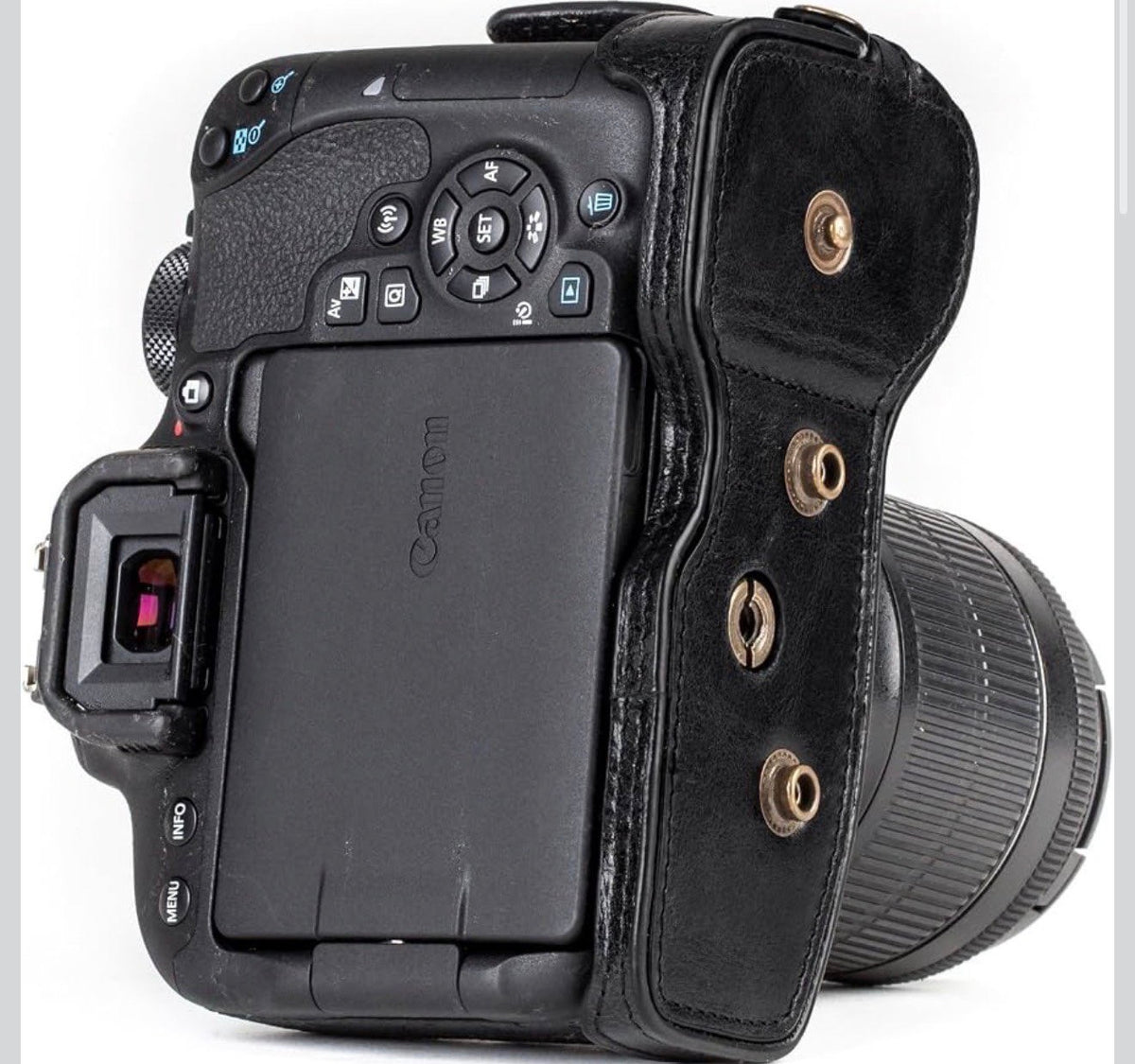 MG1192 Ever Ready Genuine Leather Camera Case Compatible with Canon EOS Rebel T8i, Kiss X10i, Rebel T7i, Kiss X9i, 77D, 9000D (18-55mm), Black