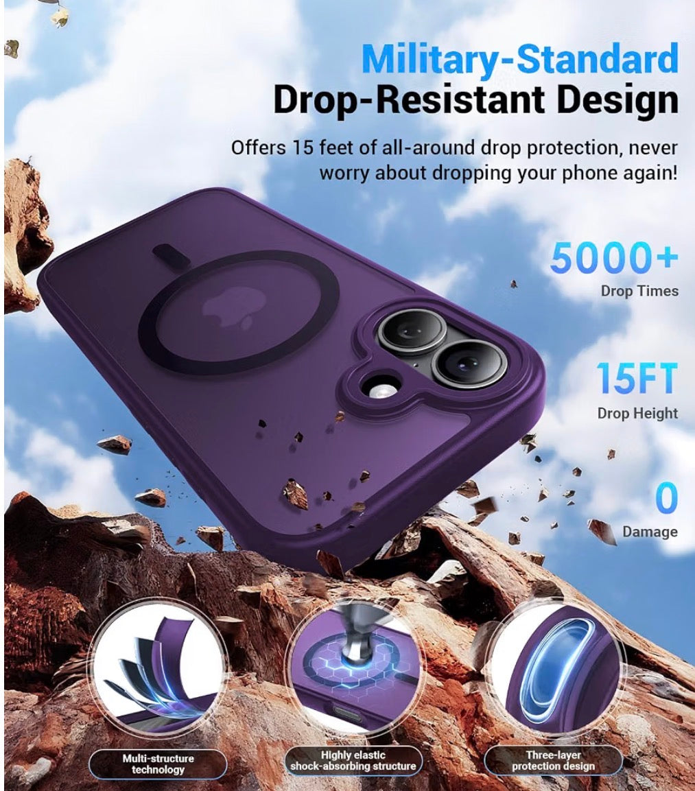 Magnetic Case for iPhone 17, Compatible with MagSafe, Anti-Slip Military-Grade Drop Protection, Camera Protection, Slim Shockproof Protective for iPhone 17 Phone Case, Purple