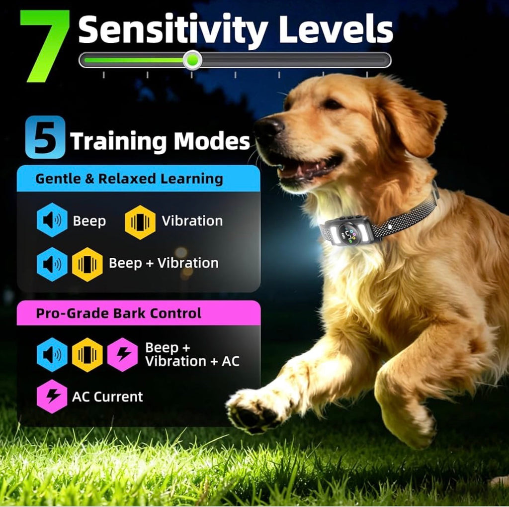 Dog Bark Collar for Large Medium Small Dogs, AI No-Bark Collar for Dogs Training Collar, Smart Barking Collar, Rechargeable Bark Collar