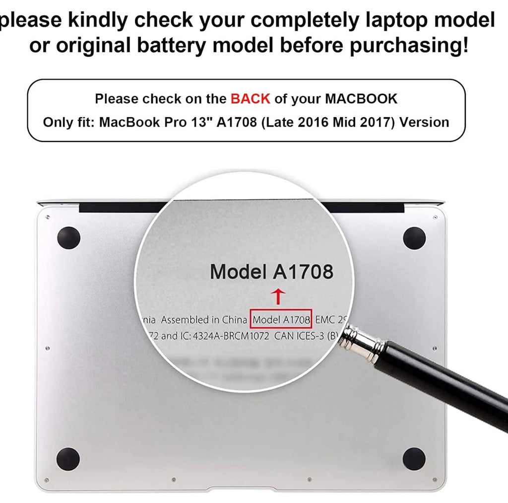 Replacement Battery A1713 A2171 for MacBook Pro 13 Inch A2159 (2019) A2289 (2020) A2338 (2020), A1708 Late 2016 Mid 2017 (EMC 2978 3164), MPXQ2LL/A MLL42LL/A MLUQ2LL/A MPXR2LL/A MPXU2LL/A MPXT2LL/A