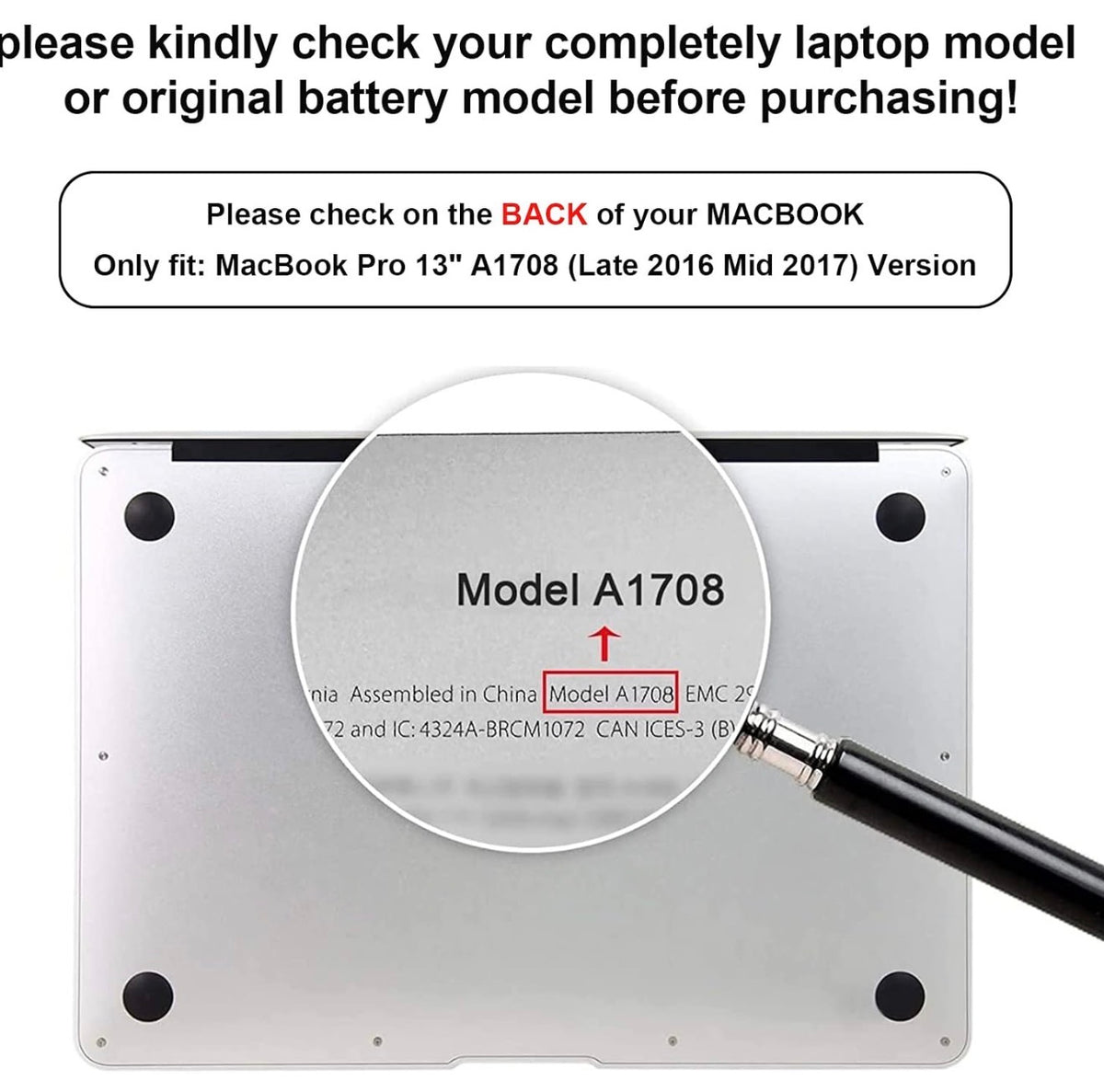 Replacement Battery A1713 A2171 for MacBook Pro 13 Inch A2159 (2019) A2289 (2020) A2338 (2020), A1708 Late 2016 Mid 2017 (EMC 2978 3164), MPXQ2LL/A MLL42LL/A MLUQ2LL/A MPXR2LL/A MPXU2LL/A MPXT2LL/A
