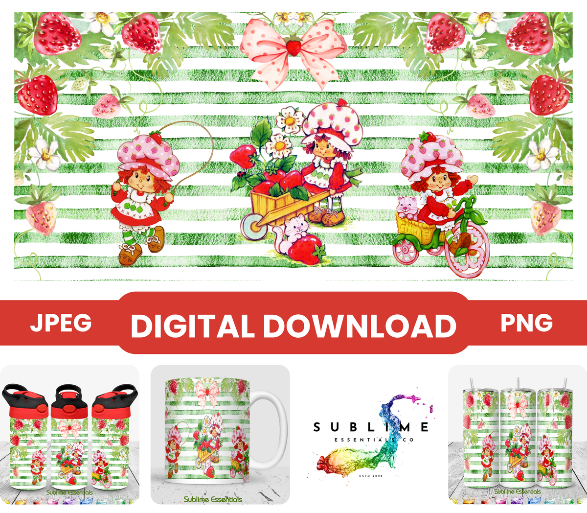 Strawberry Shortcake "Patch" Digital Download - PNG & JPEG Formats