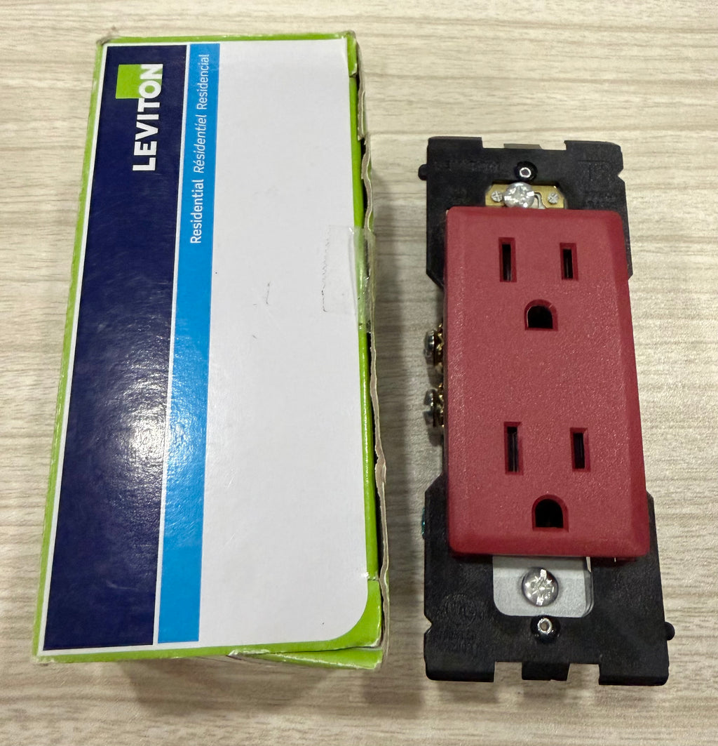 Leviton Renu Tamper-Resistant Outlet, 15-Amp, 125VAC, RER15-CA, Matte Red Delicious