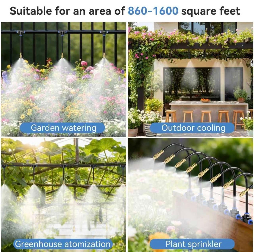 Drip Irrigation System 100FT 1/4" (17PCS Nozzles) for Garden, 83 PCS Leak-Proof Garden Watering System, 360° Adjustable Automatic Plant Water Kit for Raised Beds, Greenhouse, Lawn, Patio, Yard