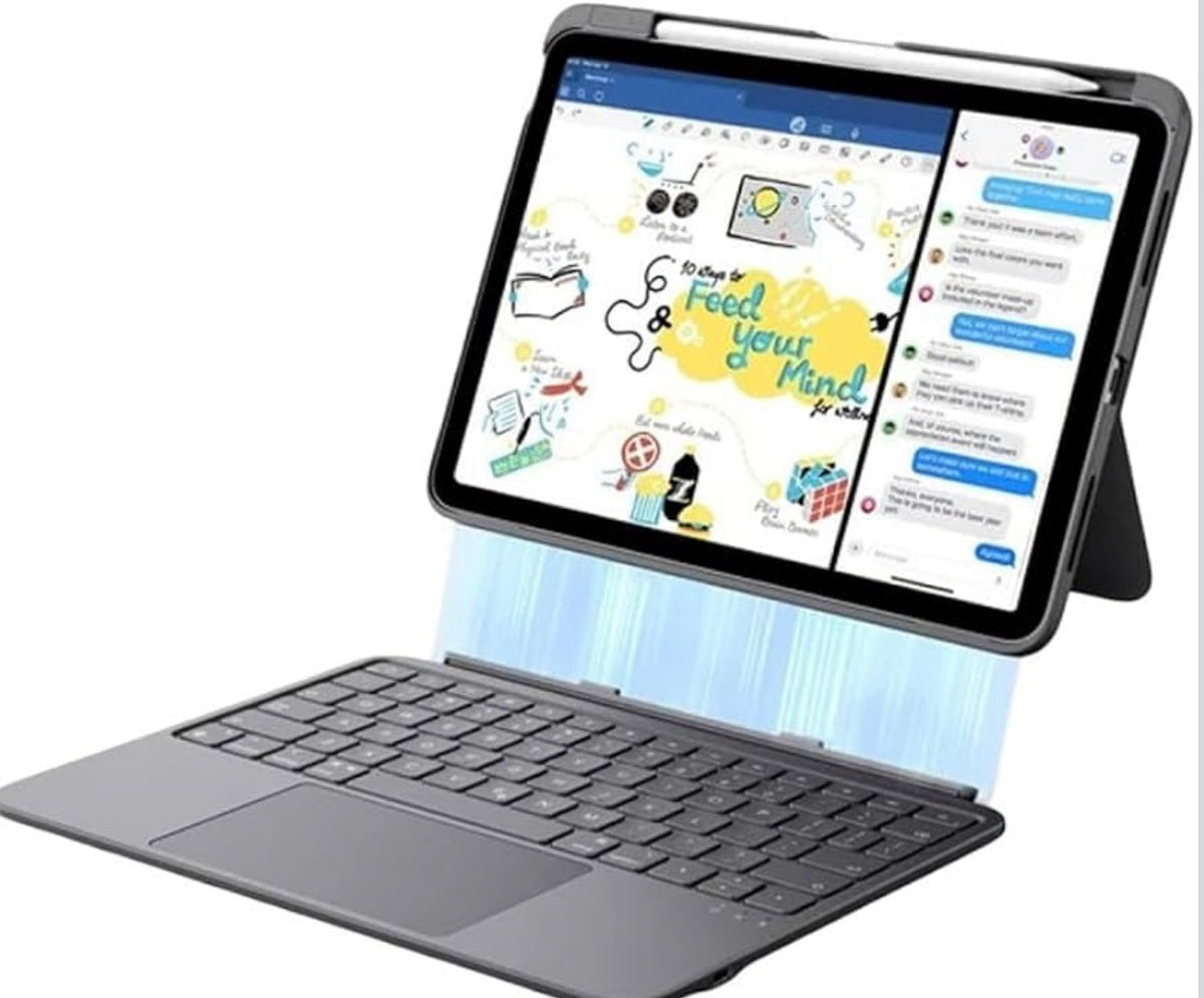 ESR for iPad Air 11 Inch Case with Keyboard M4/M3/M2, Ultra-Light For iPad Air 5th/4th Gen, Magnetic Detachable Keyboard Case, Stable Stand for Writing, Large Trackpad, Flex Series, Dark Gray