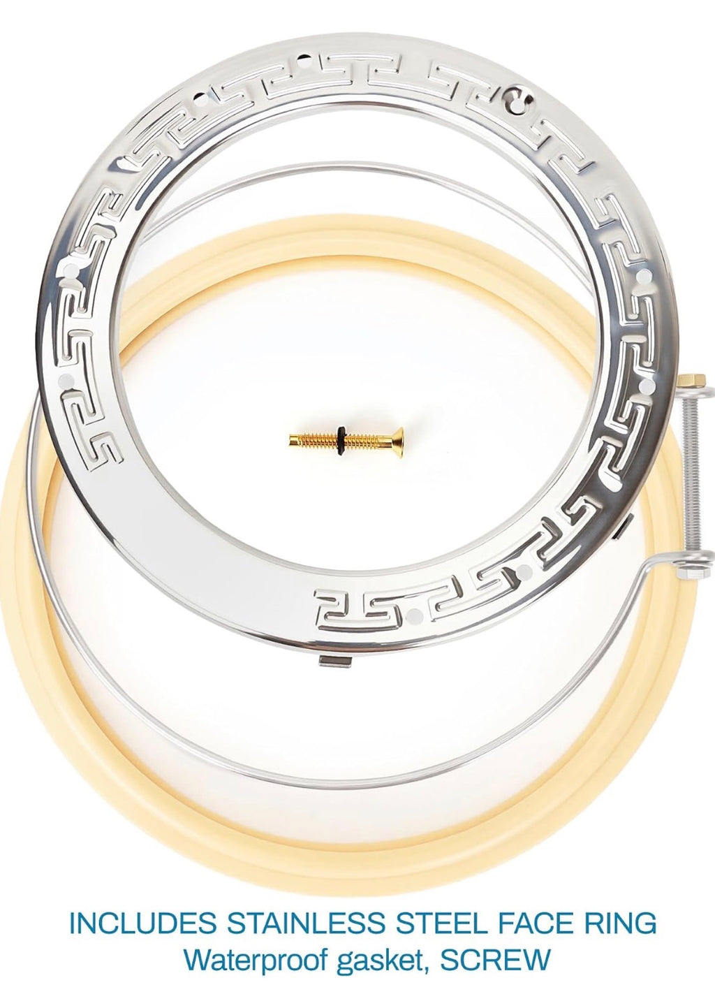 10'' Pool Light Maintenance Kit Fixing Clamp 79111000, Sealing Ring 79101600Z, Stainless Steel Face Ring 79110600, Suitable for Maintenance