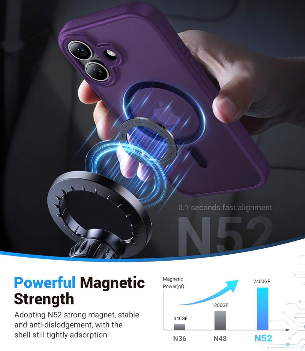 Magnetic Case for iPhone 17, Compatible with MagSafe, Anti-Slip Military-Grade Drop Protection, Camera Protection, Slim Shockproof Protective for iPhone 17 Phone Case, Purple