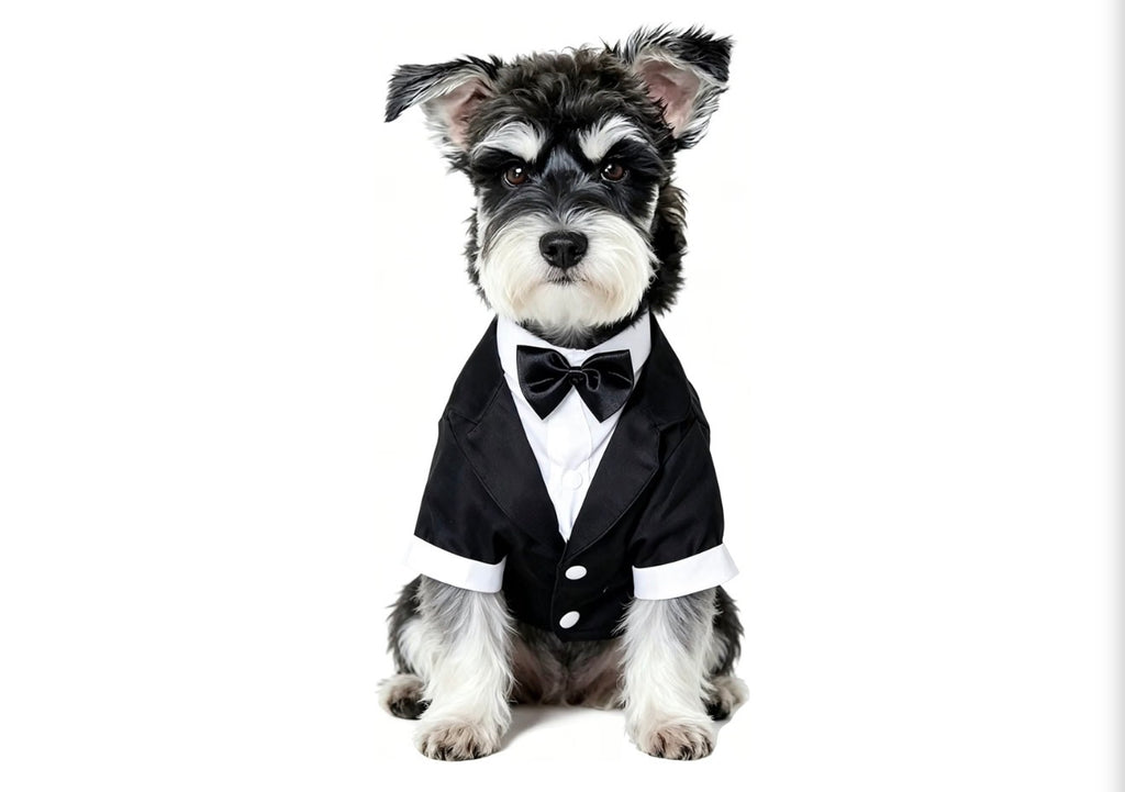 Black & White, Dog Shirt for Wedding, Puppy Tuxedo, Dog Formal Wear, Doggie Tux, Suit and Tie Costume Black, Medium