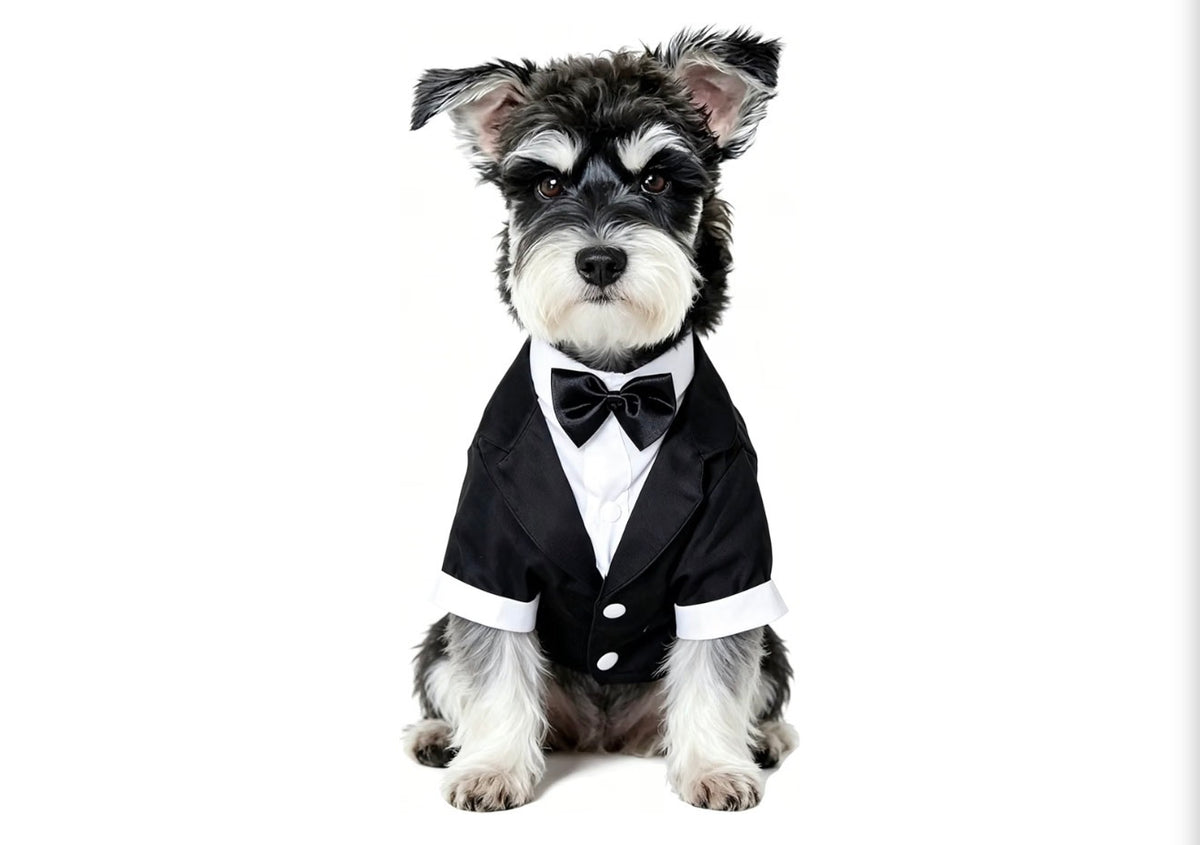 Black & White, Dog Shirt for Wedding, Puppy Tuxedo, Dog Formal Wear, Doggie Tux, Suit and Tie Costume Black, Medium
