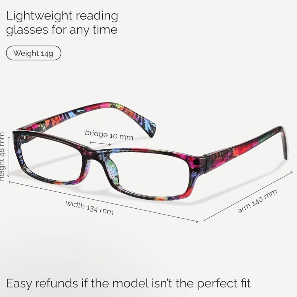 Reading Glasses for Women, 6 pack Fashion Readers for Women Men Spring Hinge Eye Glasses, Blue Light Reading Glasses, 2.00 x
