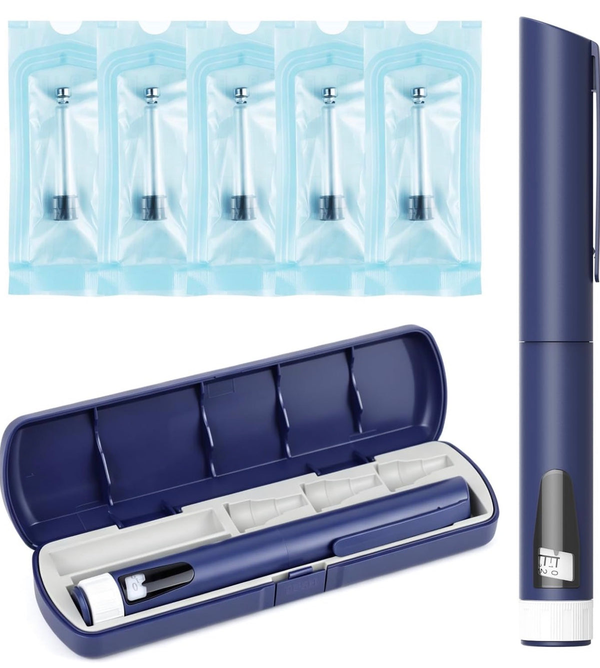 Injection Pen, V2 Pen Injector, Auto Injector Pen, Reusable Injection Pen
Adjustable Pen Compatible with 3ml Pen Cartridge, Portable Kit with Travel Case and 5×3ml Cartridges, Precise 80-Unit Scale