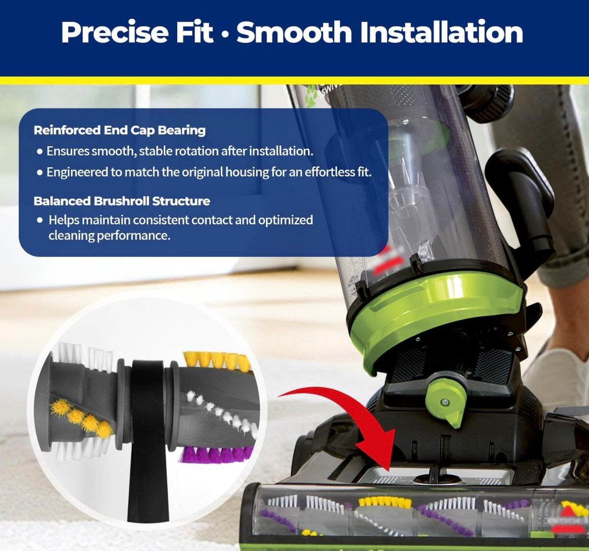 Brush Roll & 2 Belts Kit for Bissell CleanView Swivel Rewind Vacuums Fits 2252 2253 2254 2256 2258 2259 2260 2316 2486 2487 2488 2489 3195 3196 3197 3197A 3198 3198A Replace Parts 1604545 1600159 1611230