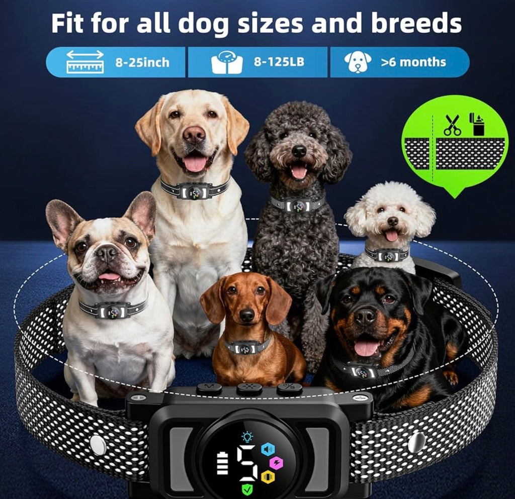 Dog Bark Collar for Large Medium Small Dogs, AI No-Bark Collar for Dogs Training Collar, Smart Barking Collar, Rechargeable Bark Collar