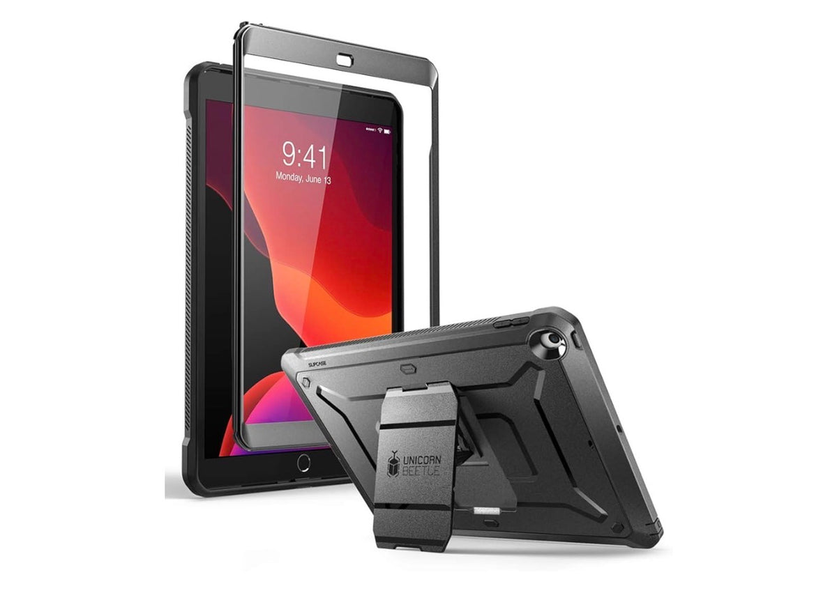 SUPCASE for iPad 9th/8th/7th Gen Case 10.2 inch 2021/2020/2019, Black
Built-in Screen Protector, Built-in Stand, Charge Port Cover, Military-Grade Drop Protection, Anti-Slip, Unicorn Beetle Pro