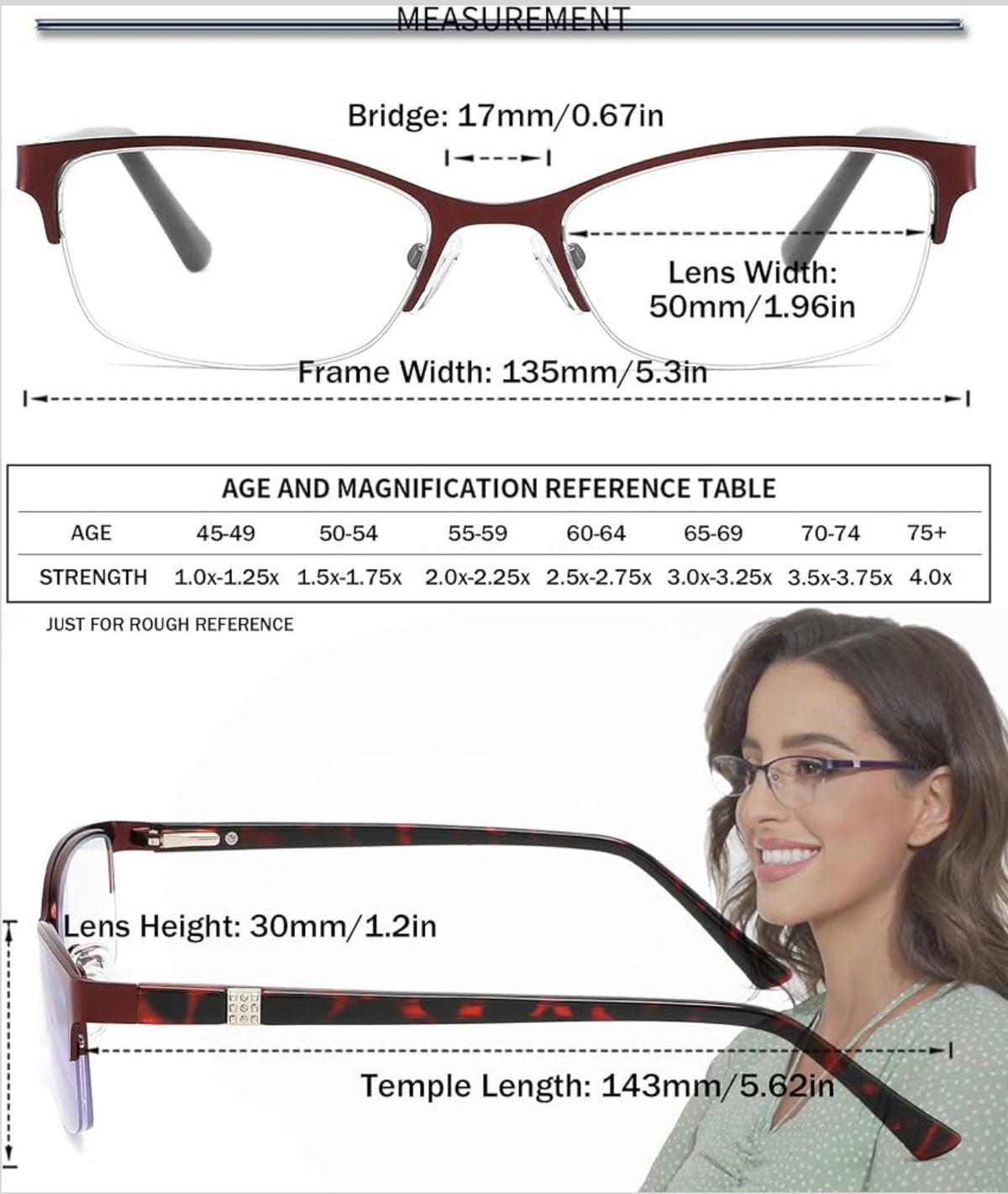3 Pack Reading Glasses for Women Blue Light Metal Half Frame 1.00, Blue Light Blocking,Reduce Eye Strain,Anti Glare,Reduce Headache,Spring Hinge,Oval Half Frame