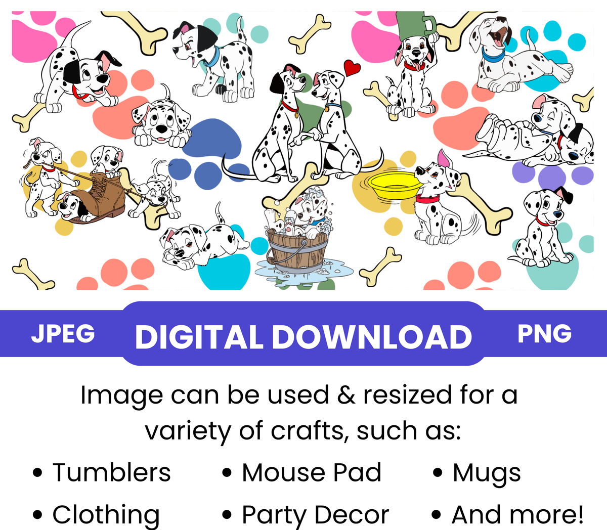101 Dalmatians "Puppy Love" Digital Download - PNG & JPEG Format