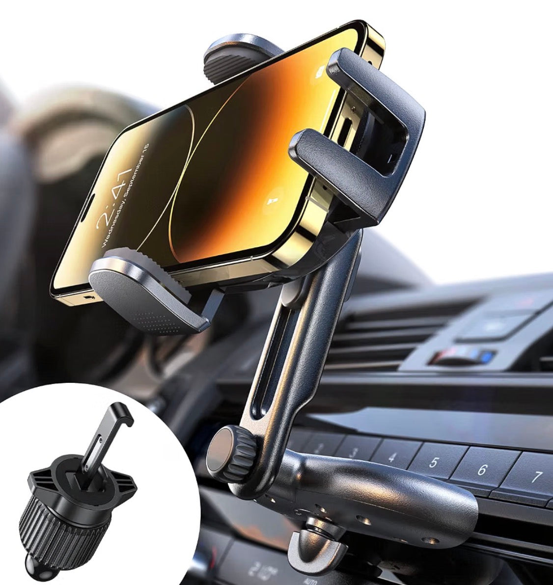 CD Phone Holder for Car Phone Holder Mount
Protect Car Interior Sturdy Car Phone Holder Mount Holds Your Phone Securely Even on Bumpy Road for iPhone or Samsung