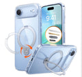 Q3 Spin for iPhone 17 Air Case, 360 Magnetic Stand, Clear, Compatible with MagSafe, Built-in Kickstand, Camera Control, 4X Military-Grade Shockproof Translucent Phone Case for Air