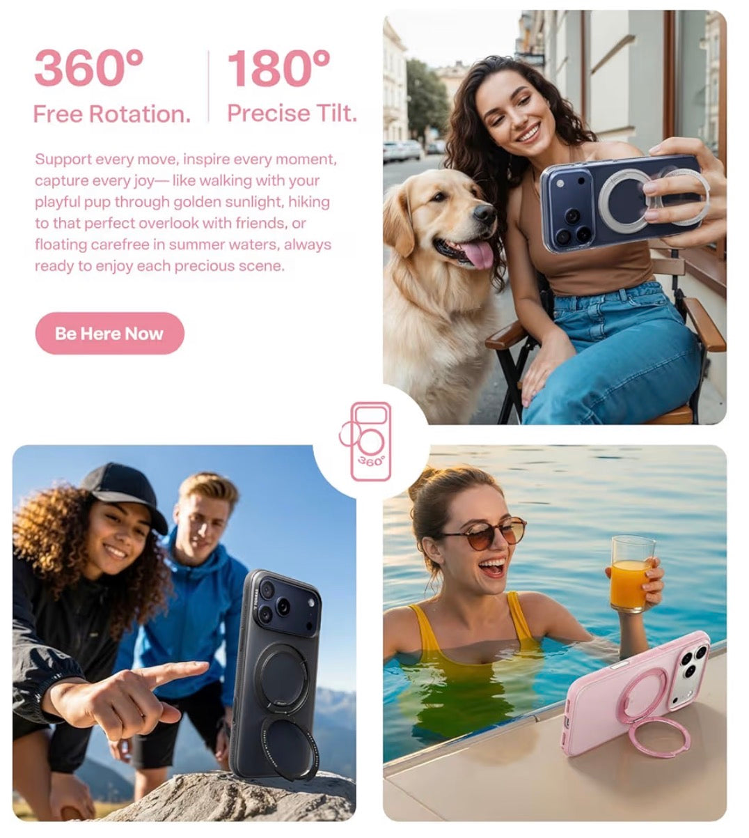 For iPhone 17 Pro Max Case, 360 Magnetic Stand, O3 Fitness Series, [Fit for MagSafe] [4X Military-Grade Protection] Slim Case for iPhone 17 Pro Max phone case,6.9", Translucent Pink, Ostand