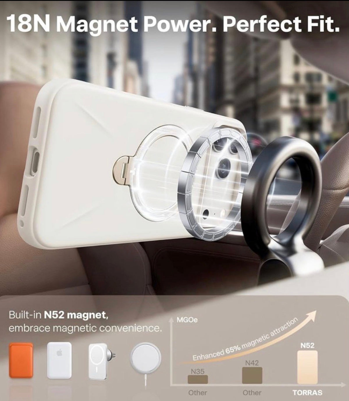 TORRAS - Q3 Silicone for iPhone 17 Pro Case with Magnetic 360 Stand
Compatible with MagSafe, Liquid Silicone Rubber Soft Phone Case for iPhone 17 Pro, Camera Control Cover, Light Ivory