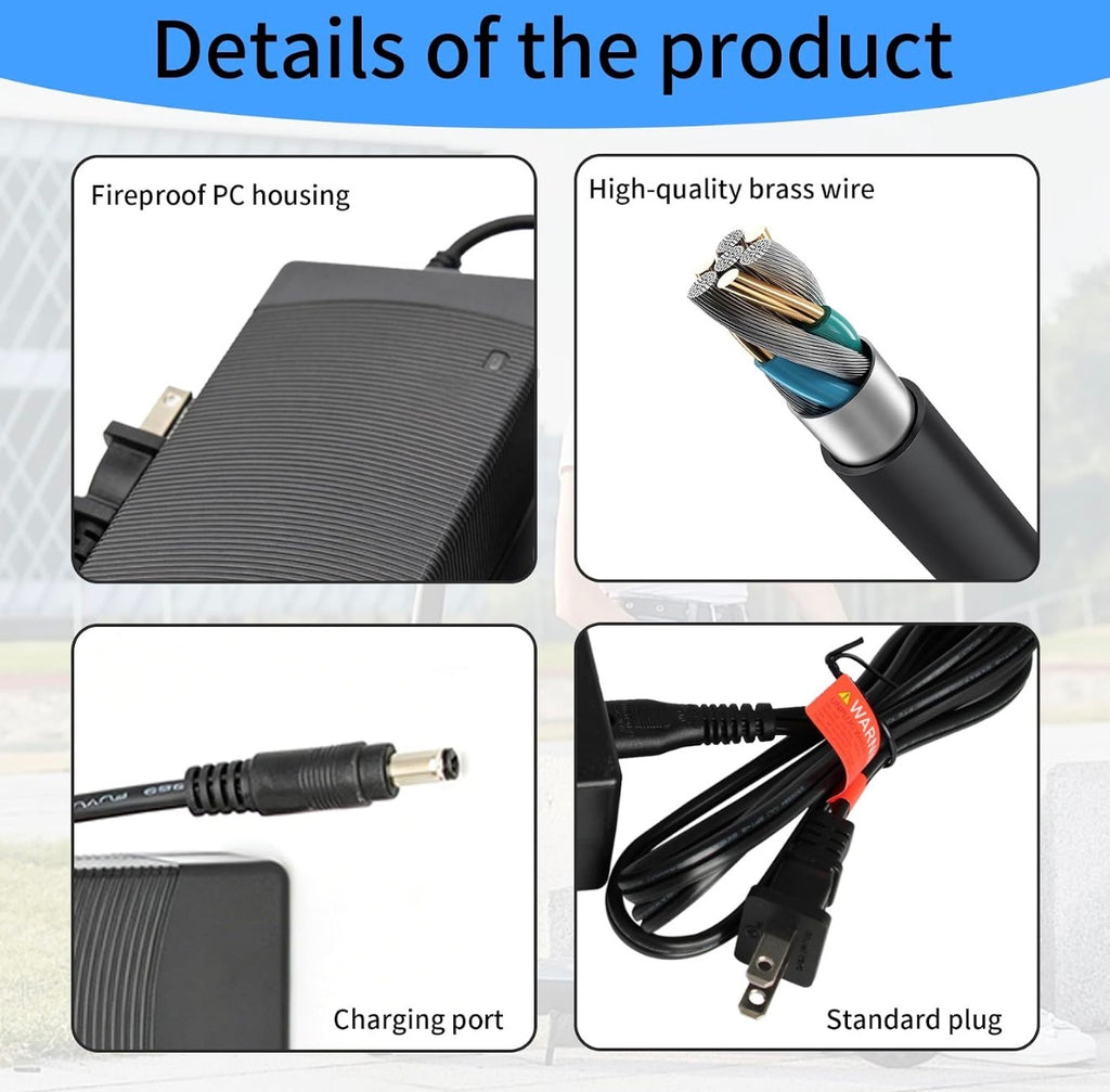 42V 2A Fast Charger for 36V Lithium Battery, 3 Connectors Universal Power Adapter, Compatible with Pocket Mod, Sports Mod & Electric Scooters