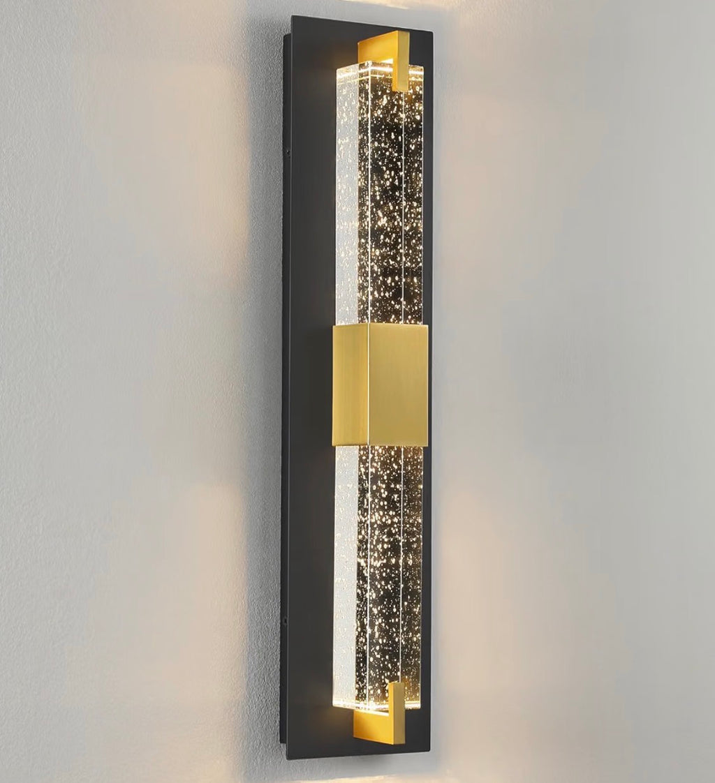 LED Wall Sconce Light: 19 Inch Black & Gold Modern Sconces Wall Lighting 3000K Dimmable Crystal Wall Lamps Indoor Bathroom Sconce Mount Light Fixtures for Living Room/Bedroom/Hallway