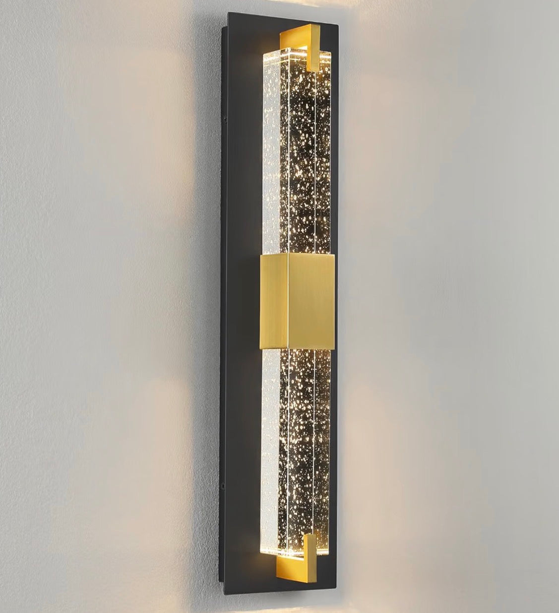 LED Wall Sconce Light: 19 Inch Black & Gold Modern Sconces Wall Lighting 3000K Dimmable Crystal Wall Lamps Indoor Bathroom Sconce Mount Light Fixtures for Living Room/Bedroom/Hallway