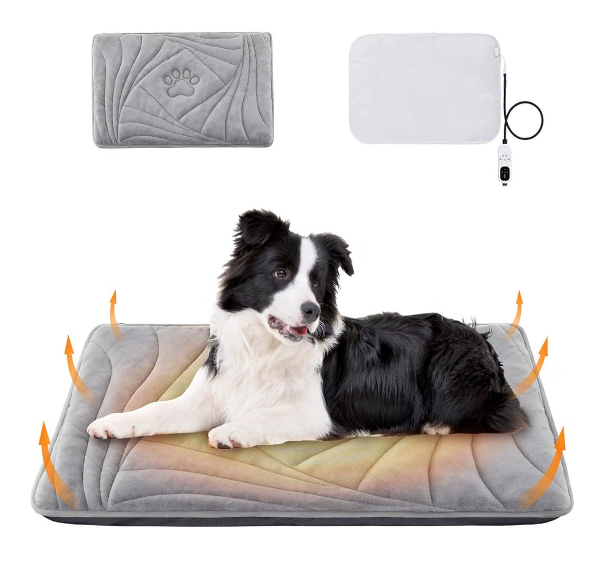 Dog Heating Pad with Washable Cover, Soft Plush Pet Heating Pad with 9 Adjustable Temperature, Timer, Chew-Resistant Cord, Waterproof Electric Heated Pet Bed Mat for Dogs and Cats Indoor