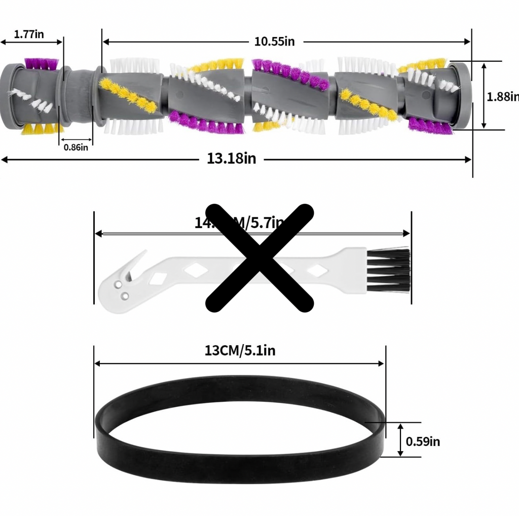 Brush Roll & 2 Belts Kit for Bissell CleanView Swivel Rewind Vacuums Fits 2252 2253 2254 2256 2258 2259 2260 2316 2486 2487 2488 2489 3195 3196 3197 3197A 3198 3198A Replace Parts 1604545 1600159 1611230