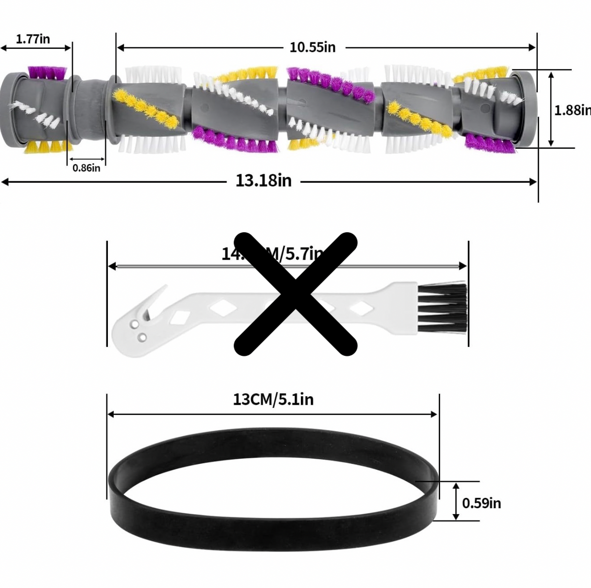 Brush Roll & 2 Belts Kit for Bissell CleanView Swivel Rewind Vacuums Fits 2252 2253 2254 2256 2258 2259 2260 2316 2486 2487 2488 2489 3195 3196 3197 3197A 3198 3198A Replace Parts 1604545 1600159 1611230