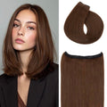 Short Wire Hair Extensions Real Human Hair Remy Hairs Wire Extension for Women Invisible Wire One Piece Clip in Hairpiece for Short Hairs 14 Inch #4R Medium Brown