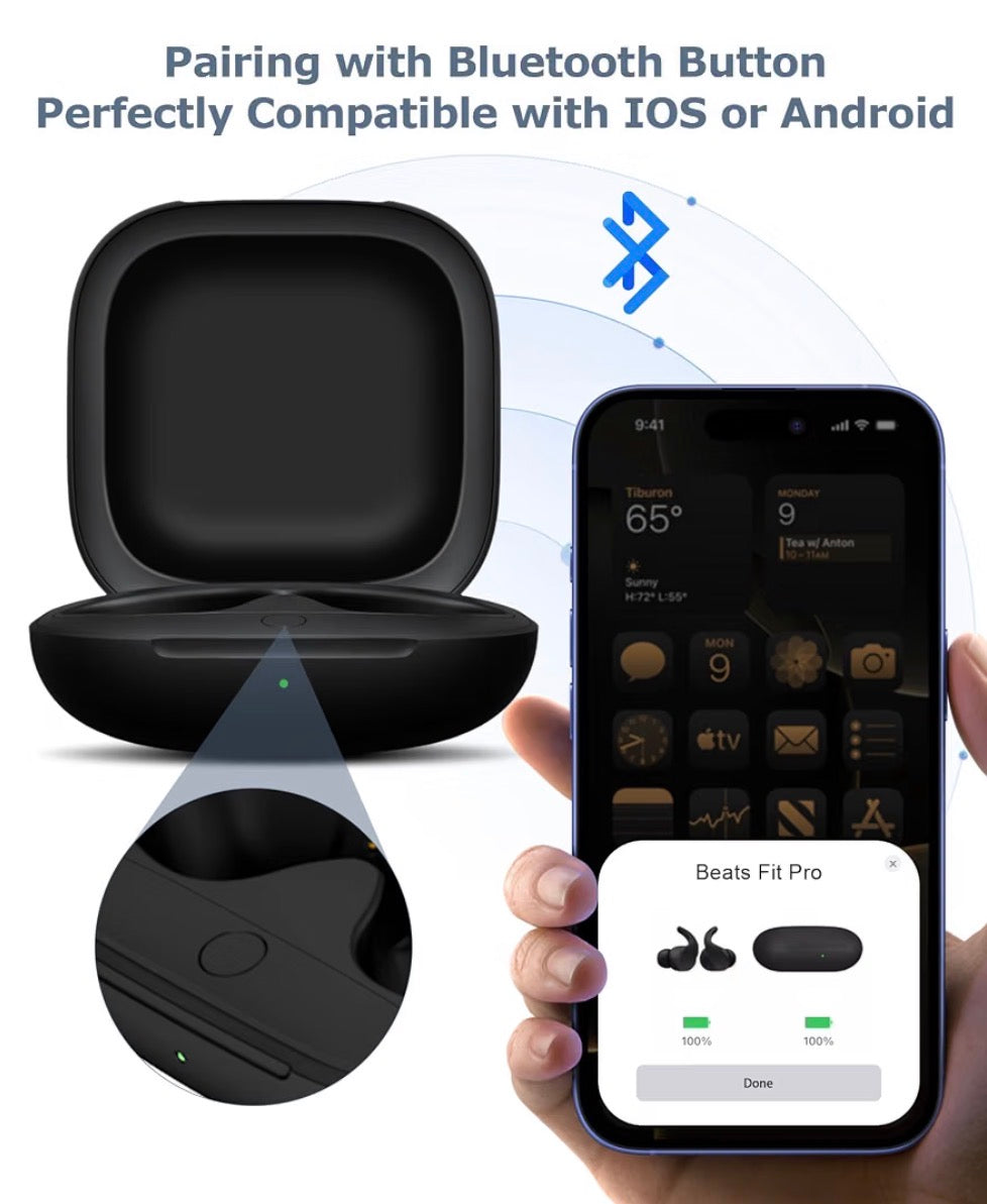 Charging Case Replacement for Beats Fit Pro: 700mAh Wireless Charging Case with Bluetooth Pairing & USB-C Cable