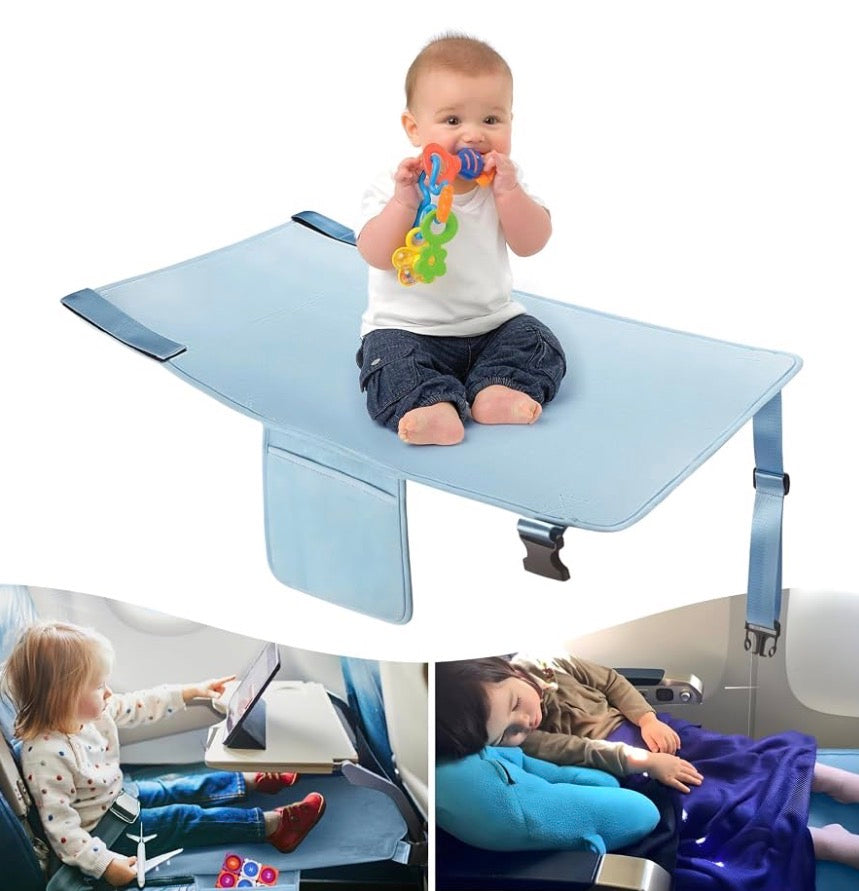 Toddler Airplane Bed, Kids Airplane Seat Extender Travel Bed, Kids Airplane Travel Essentials, Airplane Must Have for Toddlers, Portable Plane Foot Rest for Flights - Black