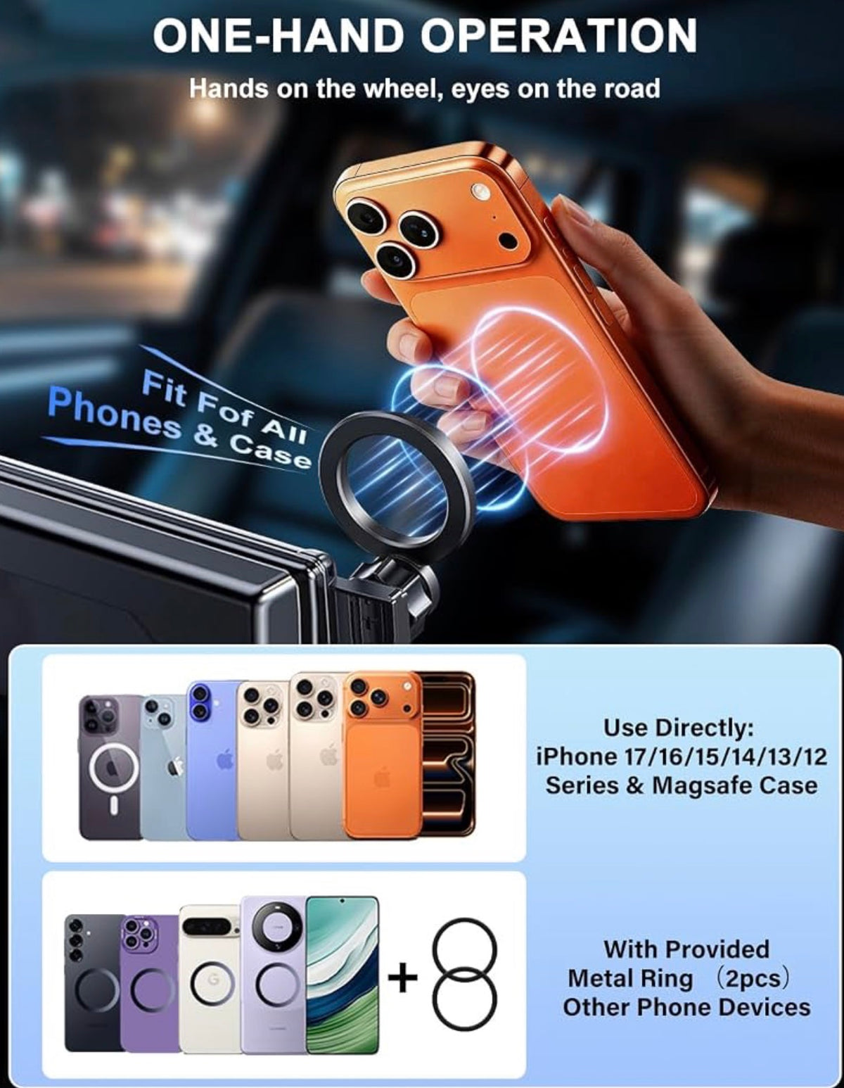 Car Phone Mount for VW/Volkswagen Atlas/Altas Cross Sport 2024-2026
SE/SEL/Premium R-Line/R-Line Accessories 12-inch Screen Compatible with MagSafe Phone Holder 360° Rotation Not Block Vent