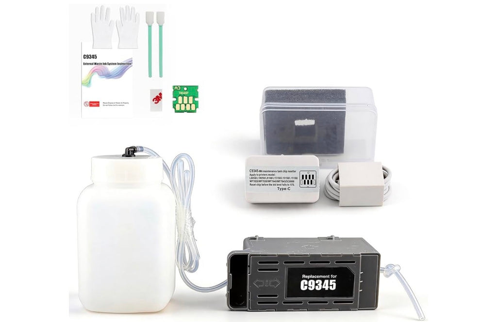 C9345 DTF Ink Maintenance Box with External Bottle and chip Resetter for ET-8550 ET-16600 ET-5850 ET-5800 ET-16650 ET-8500 WF-7840 WF-7820 ET-5880 WF-7310 ST-C8000 ST-C8090 (PXMB9/C12C934591)