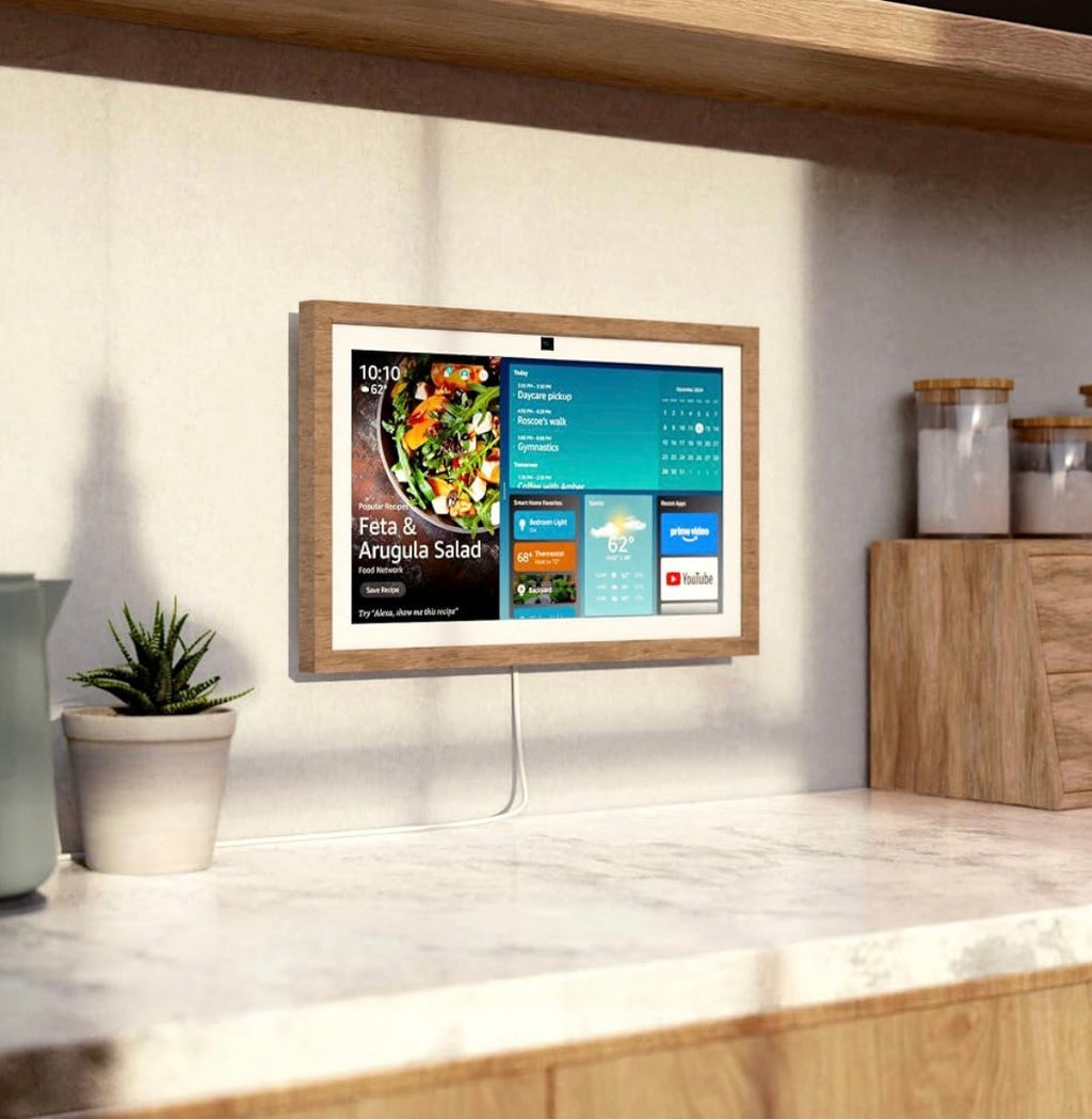 Decorative Frame Made for Amazon Frame for Echo Show 15 (Gen 2, 2024 Release - Dark Brown Woodgrain Look
