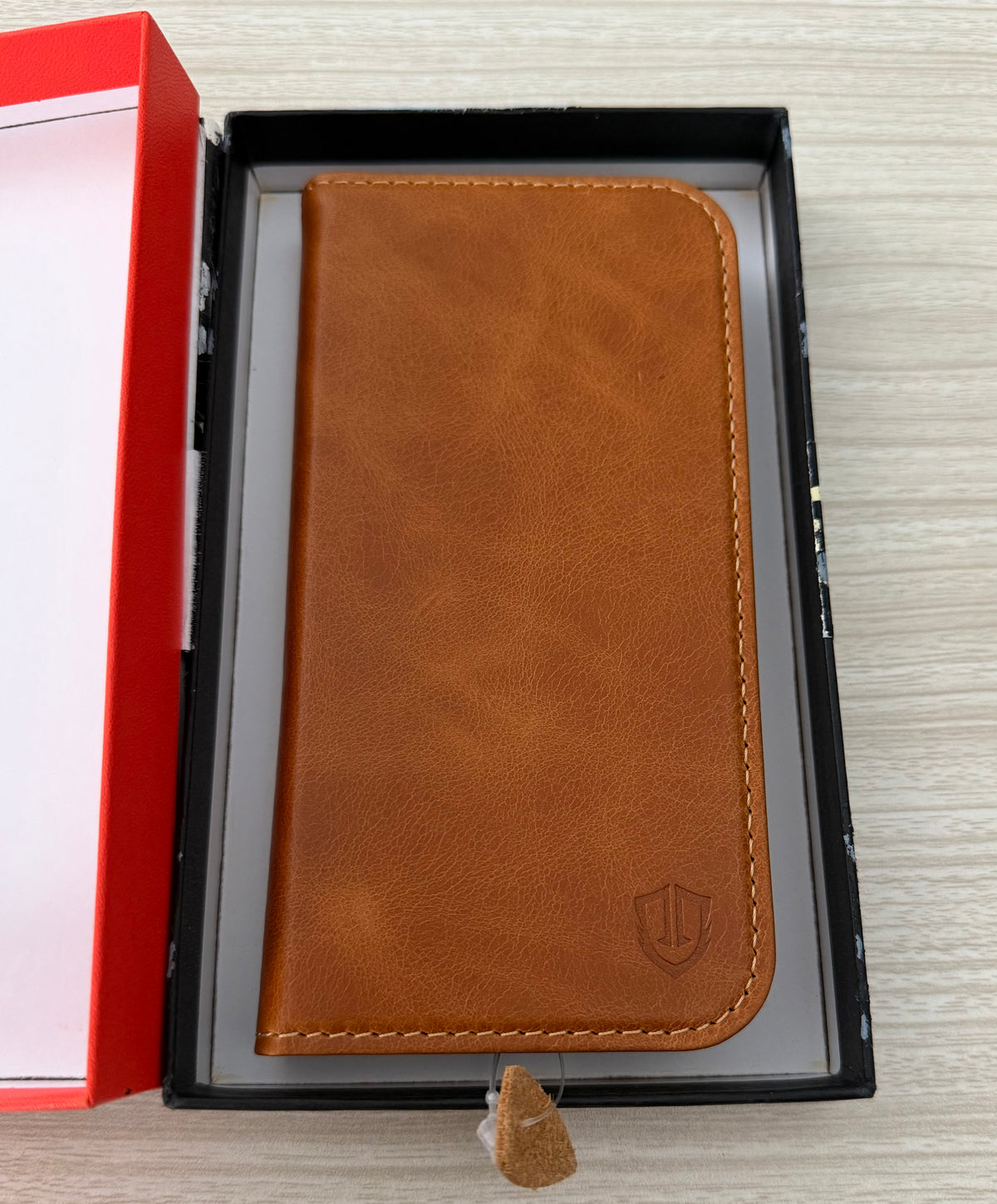 Genuine Leather Case Wallet for iPhone 17e/16e, Retro Light Brown, Flip Magnetic Cover, RFID Blocking, Credit Card Holder, Kickstand, Book Design, Shock-Absorbent Phone Cover