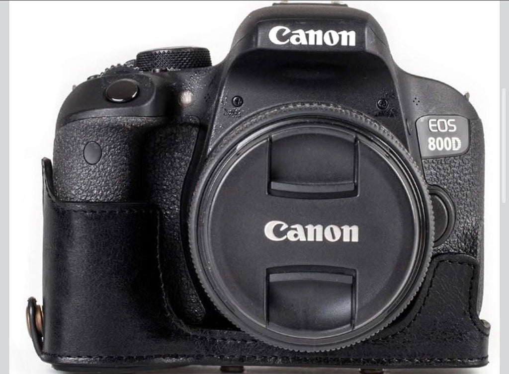 MG1192 Ever Ready Genuine Leather Camera Case Compatible with Canon EOS Rebel T8i, Kiss X10i, Rebel T7i, Kiss X9i, 77D, 9000D (18-55mm), Black