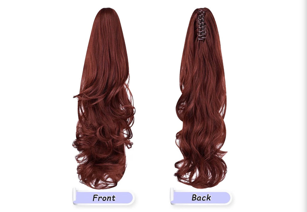 Claw Clip Ponytail Extension, 22" Clip in Ponytail,Auburn
Red Ponytail Extension,Long Wavy,Natural Looking Synthetic Hairpiece,Daily Use