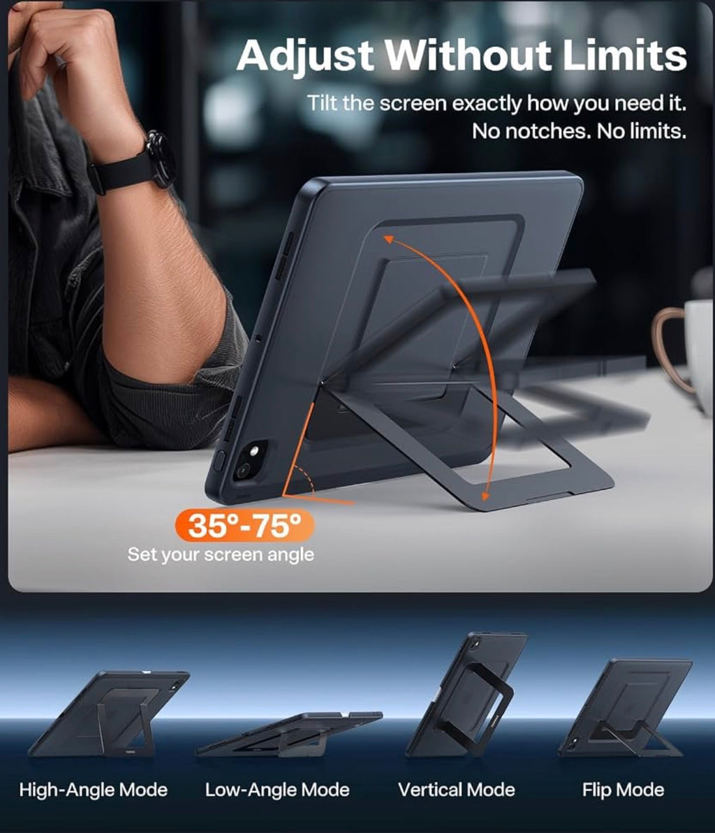 Ostand K1 Guardian for iPad Pro 13 inch Case with Stand M4/M5, Black, Adjustable Viewing Angles, Stable Writing & Typing, Apple Pencil Holder with Charging, Slim Protective, Metal Kickstand