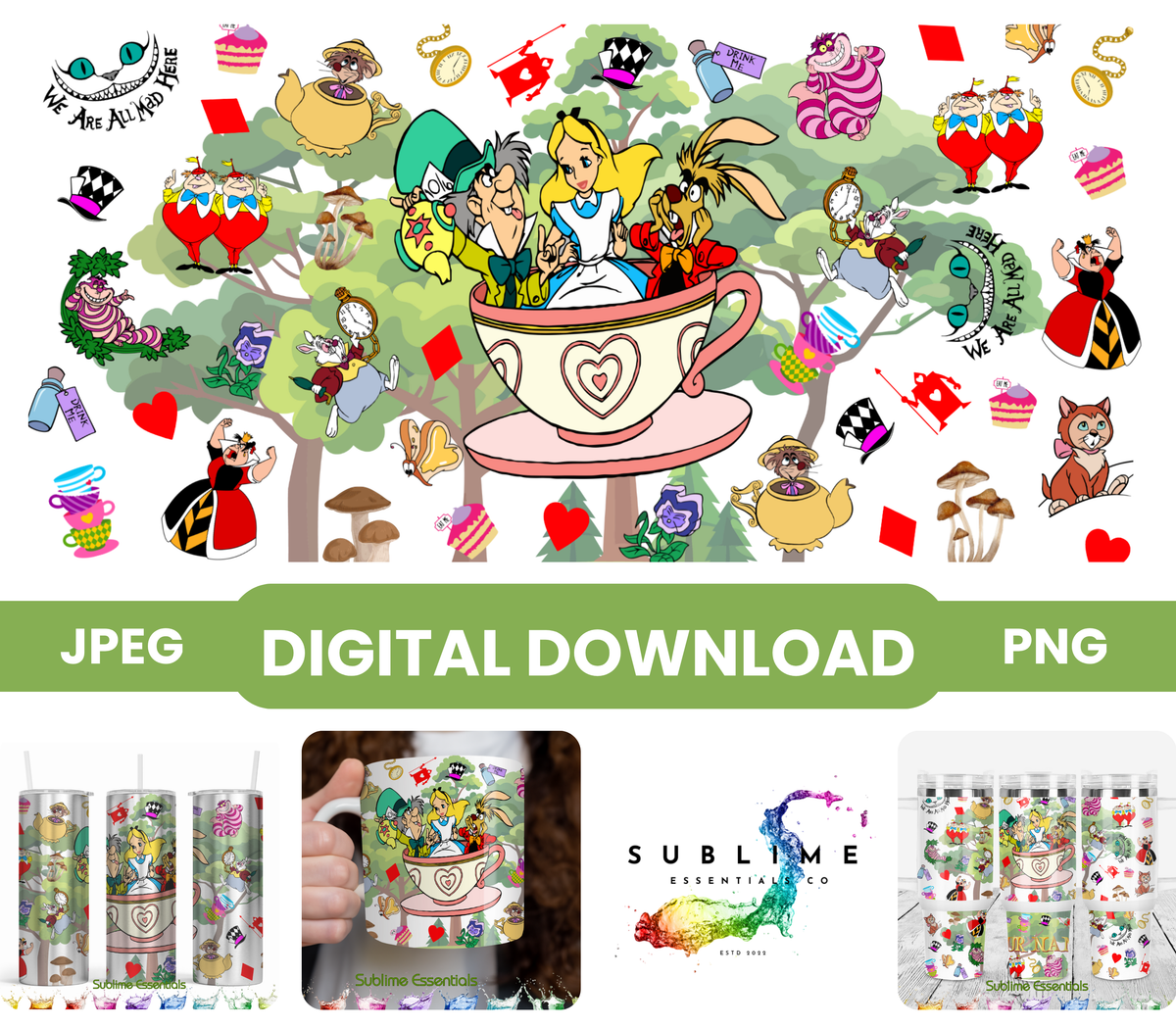 Alice in Wonderland "Wonderland Tea Cup" Digital Download - PNG & JPEG Format