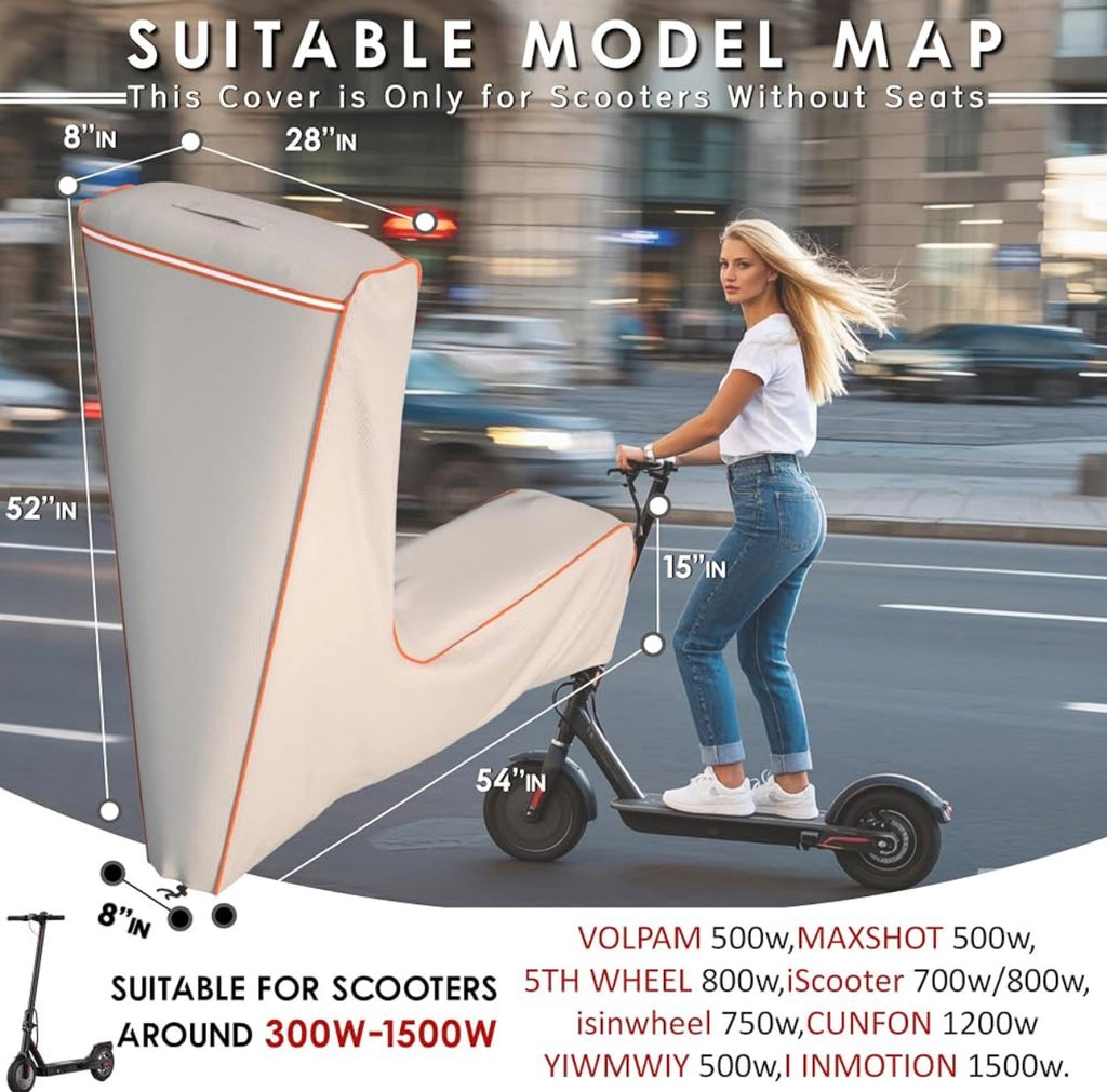 Electric Scooter Cover, Universal, 1680D Oxford Fabric, UV Resistant & Anti-Scratch, Includes Storage Pouch (Beige)