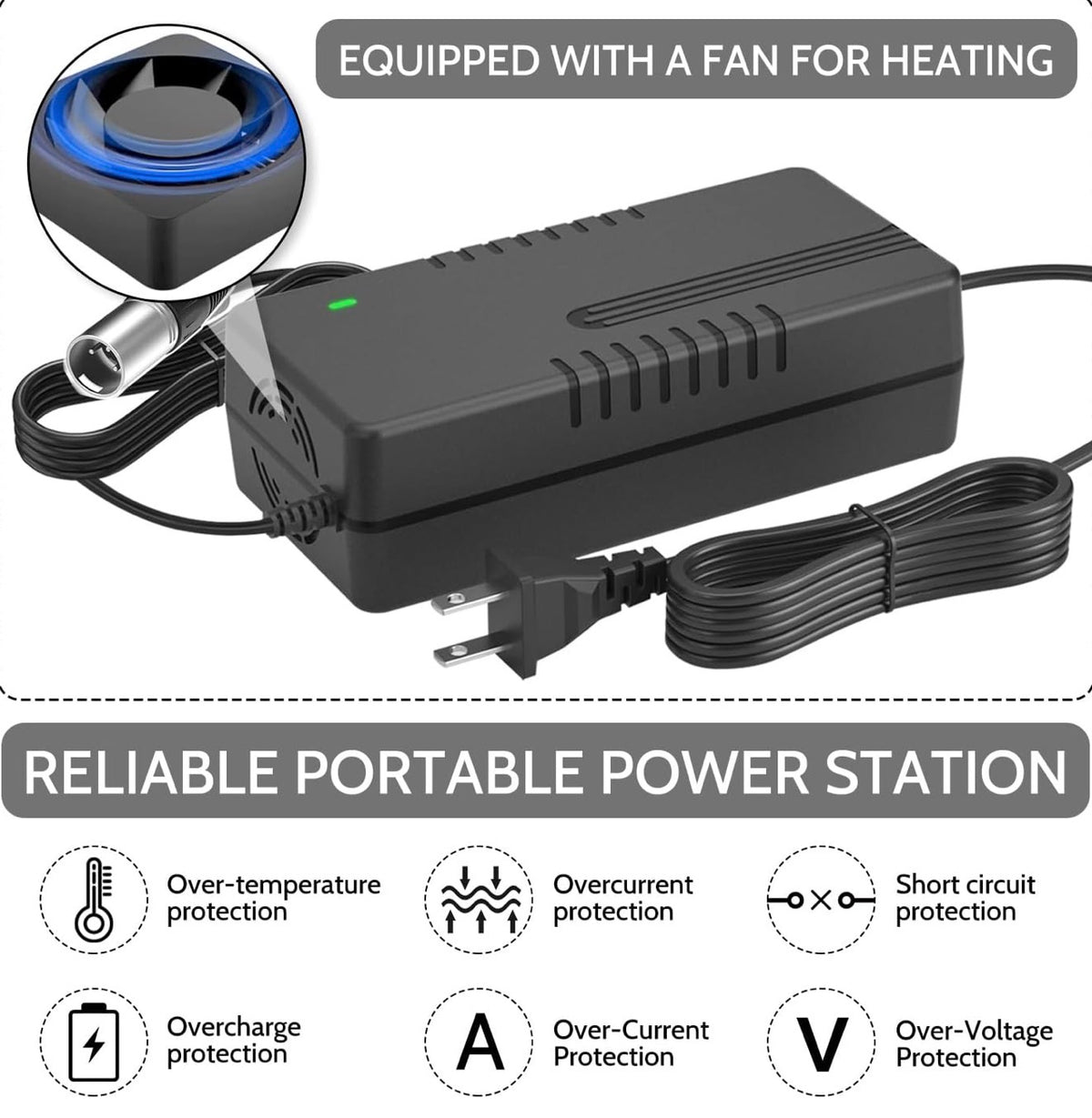 24V 5A 3-Pin Male XLR Charger for Lakematic, Pride Mobility, Jazzy Power Chair, Shoprider, Drive Medical, Golden Technologies, Rascal 200T/500T/301 PC 24BC5000TF-1, Only for Lead Acid