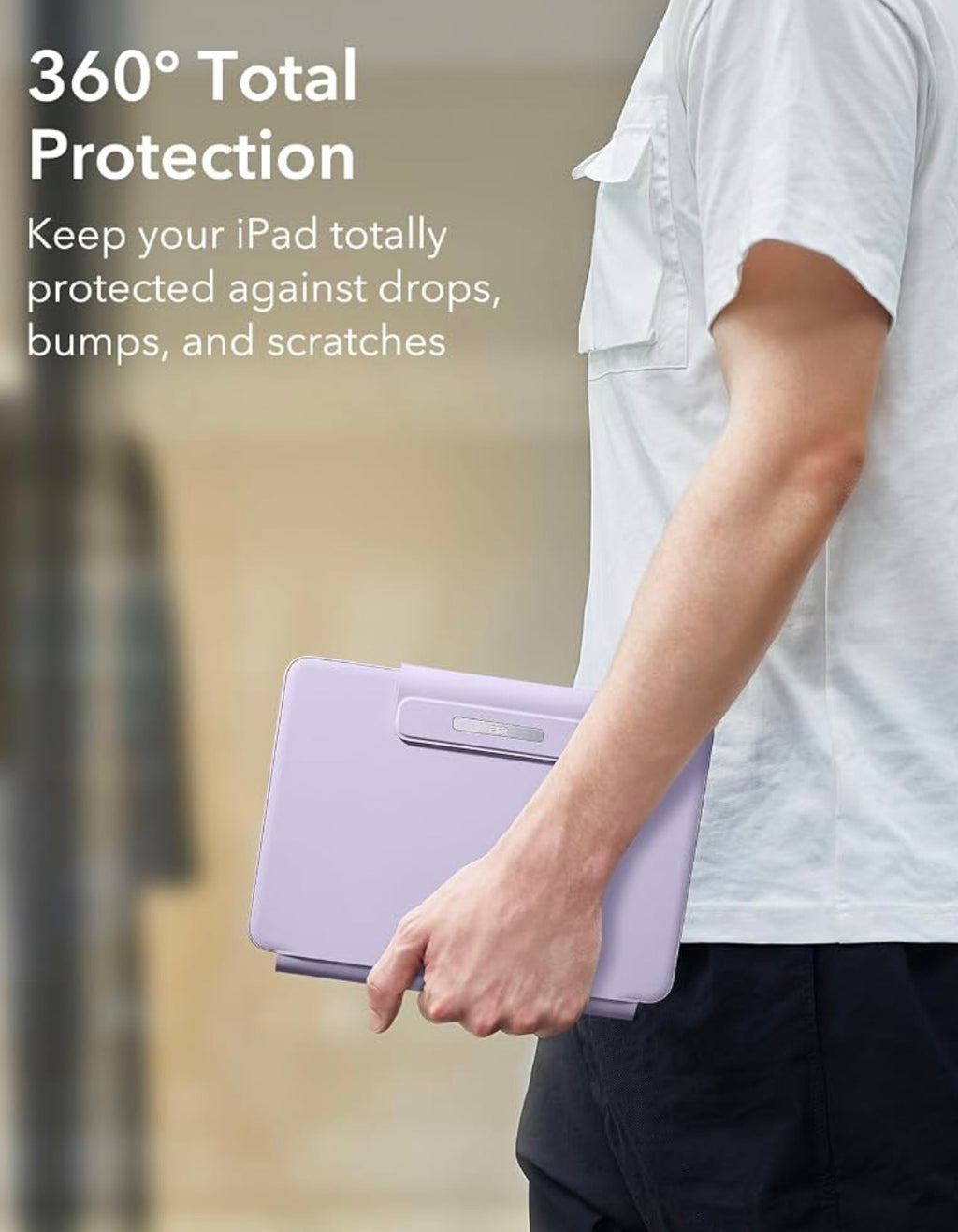 ESR for iPad Air 13/Pro 12.9 Inch Case Keyboard, Quick-Set Magnetic Stand For Air 13'' M4/M3/M2 & Pro 12.9'' 6/5/4/3th, Secure Magnetic Lock, Precision Multi-Touch Trackpad, Rebound Series, Purple