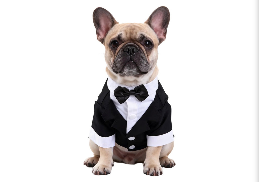 Black & White, Dog Shirt for Wedding, Puppy Tuxedo, Dog Formal Wear, Doggie Tux, Suit and Tie Costume Black, Medium